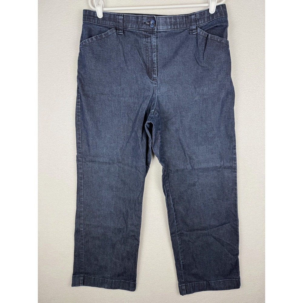 L.L. Bean Classic Fit Pants Womens 16P Blue Denim Straight Leg Stretch 267604